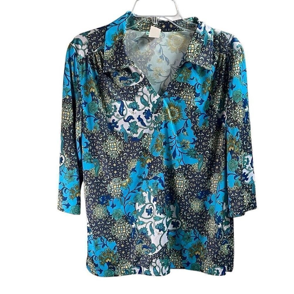 SARA MORGAN for HABAND Women’s Floral Blouse Size Medium Cottage Core